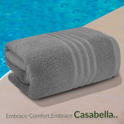 Casabella Towels 3 Pack Bath Sheets Large Bath Towel 80X140 Cm 100% Zero-Twist Cotton Highly Absorbent Towels Silver - thumbnail 3