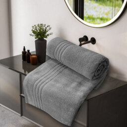 Casabella Towels 3 Pack Bath Sheets Large Bath Towel 80X140 Cm 100% Zero-Twist Cotton Highly Absorbent Towels Silver - thumbnail 6