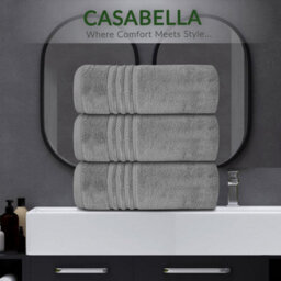 Casabella Towels 3 Pack Bath Sheets Large Bath Towel 80X140 Cm 100% Zero-Twist Cotton Highly Absorbent Towels Silver - thumbnail 7
