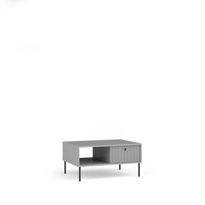 Arte Contemporary Grey Coffee Table 87Cm - Black Metal Accents & Smart Storage For Modern Living Rooms - image 1