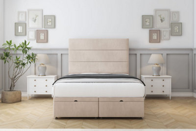 "Sloomy Texas Sand Naples Ottoman Bed Base With 26"" Strutted Headboard 3' Single" - image 1