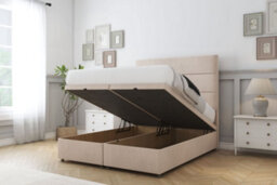 "Sloomy Texas Sand Naples Ottoman Bed Base With 26"" Strutted Headboard 3' Single" - thumbnail 2