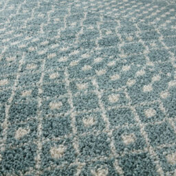 The Rugs Soft Moroccan Diamond Shaggy Rugs And Runners High Pile Duck Egg Blue And Ivory Living Room Kitchen Hallway 1050 - thumbnail 3