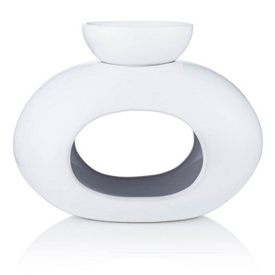White Ceramic Oval Burner With Removable Bowl - (H) 14 Cm - image 1