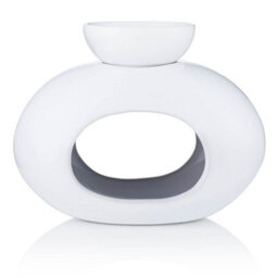 White Ceramic Oval Burner With Removable Bowl - (H) 14 Cm