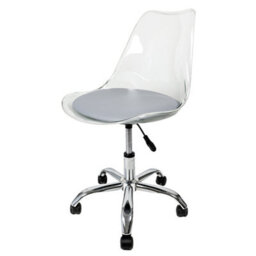 Fusion Living Soho Clear Plastic Dining Chair With Swivel Base Light Grey - thumbnail 1