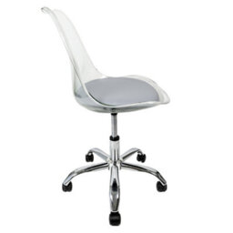Fusion Living Soho Clear Plastic Dining Chair With Swivel Base Light Grey - thumbnail 2