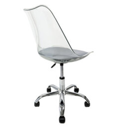 Fusion Living Soho Clear Plastic Dining Chair With Swivel Base Light Grey - thumbnail 3