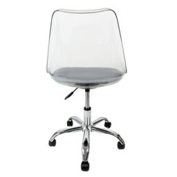 Fusion Living Soho Clear Plastic Dining Chair With Swivel Base Light Grey - thumbnail 4