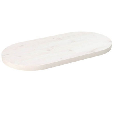 Walplus Table Top White 60X30X2.5 Cm Solid Wood Pine Oval - image 1
