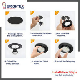 Brightex LED Brightex Pack Of 10 Gu10 Downlight Holder Round Recessed Ceiling Spotlight Fitting Fire Rated Spot Light Ring  Dark Chrome Finish - thumbnail 2