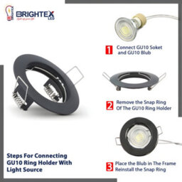 Brightex LED Brightex Pack Of 10 Gu10 Downlight Holder Round Recessed Ceiling Spotlight Fitting Fire Rated Spot Light Ring  Dark Chrome Finish - thumbnail 3