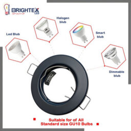 Brightex LED Brightex Pack Of 10 Gu10 Downlight Holder Round Recessed Ceiling Spotlight Fitting Fire Rated Spot Light Ring  Dark Chrome Finish - thumbnail 4