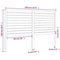 Berkfield Bed Headboard White 146X4X100 Cm Solid Wood Pine - thumbnail 6