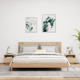 Vidaxl Bedside Cabinets With Led Lights 2 Pcs Sonoma Oak 40X39X37 Cm - thumbnail 3