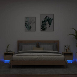 Vidaxl Bedside Cabinets With Led Lights 2 Pcs Sonoma Oak 40X39X37 Cm - thumbnail 1
