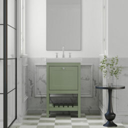 Balterley Coppenhall Traditional Bathroom 1 Soft Close Drawer Floor Standing Vanity Unit Basin, Fern Green, 531mm - thumbnail 2