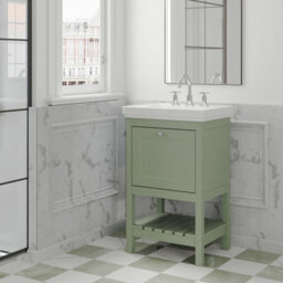Balterley Coppenhall Traditional Bathroom 1 Soft Close Drawer Floor Standing Vanity Unit Basin, Fern Green, 531mm - thumbnail 6