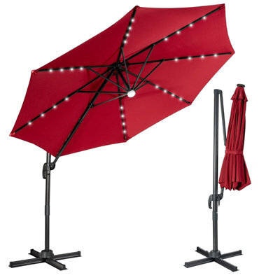Gainoom 3M Patio Umbrella Garden Solar-Powered Cantilever Parasol Outdoor Sun Shade - image 1