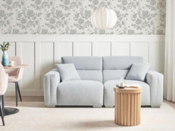 Beliani Sofa 3 Seater Fauskan Fabric Light Blue - thumbnail 2