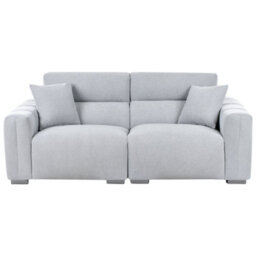 Beliani Sofa 3 Seater Fauskan Fabric Light Blue - thumbnail 1