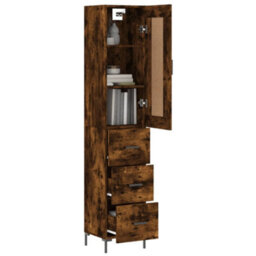Berkfield Elegant Highboard Smoked Oak 34.5X34X180 Cm Engineered Wood - thumbnail 3