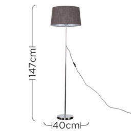 Valuelights Charles Chrome Floor Lamp With Grey Linen Shade And Bulb - thumbnail 7