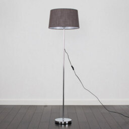 Valuelights Charles Chrome Floor Lamp With Grey Linen Shade And Bulb - thumbnail 4