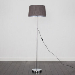 Valuelights Charles Chrome Floor Lamp With Grey Linen Shade And Bulb - thumbnail 5