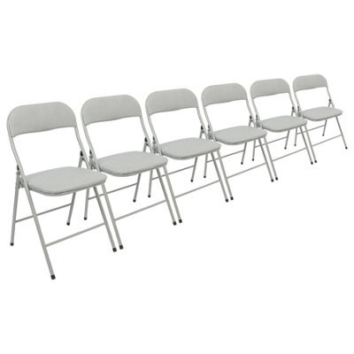 Harbour Housewares Fabric Padded Metal Folding Chairs - Grey - Pack Of 6 - image 1