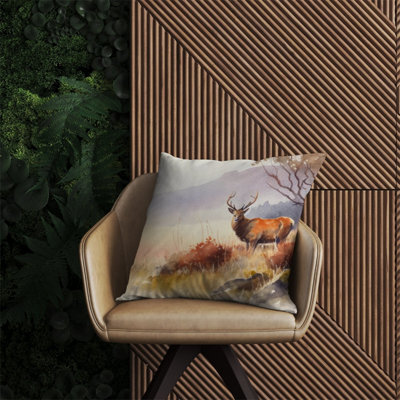 Warren Reed Designer Stag Deer Water Colour Outdoor Cushion 60Cm X 60Cm