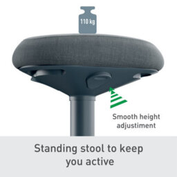 Leitz Ergo Active Standing Stool Chair Posture Comfort Seat Adjustable Furniture In Dark Grey - thumbnail 8