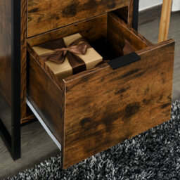 Homcom Industrial 3-Drawer Bedroom Chest Of Drawers With Metal Frame, Brown - thumbnail 8