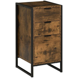 Homcom Industrial 3-Drawer Bedroom Chest Of Drawers With Metal Frame, Brown - thumbnail 2