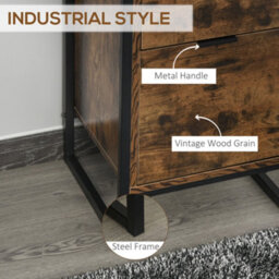 Homcom Industrial 3-Drawer Bedroom Chest Of Drawers With Metal Frame, Brown - thumbnail 6