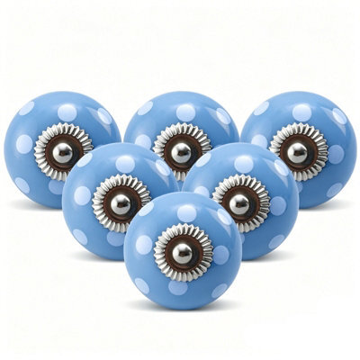 Garden Sanctuary Blue Glazed Ceramic Furniture Knobs Cabinet Knobs Drawer Knobs 6Pcs/pack - image 1