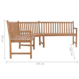 Berkfield Garden Corner Bench 185X185X90 Cm Solid Teak Wood - thumbnail 6