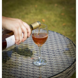 Loops 70Cm Round Rattan Wicker Garden Bistro Table - Brown & Glass Outdoor Side Table - thumbnail 7