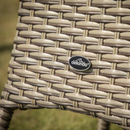 Loops 70Cm Round Rattan Wicker Garden Bistro Table - Brown & Glass Outdoor Side Table - thumbnail 9