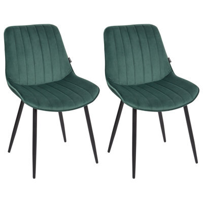 Beliani Set Of 2 Dining Chairs Dubrovnik Velvet Emerald Green - image 1