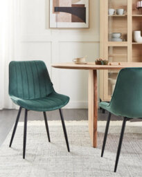 Beliani Set Of 2 Dining Chairs Dubrovnik Velvet Emerald Green - thumbnail 2