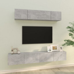 Berkfield 4 Piece Tv Cabinet Set Concrete Grey Engineered Wood - thumbnail 1