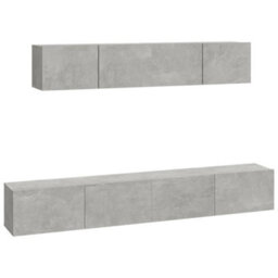 Berkfield 4 Piece Tv Cabinet Set Concrete Grey Engineered Wood - thumbnail 2