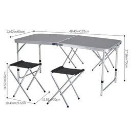 4Ft Black Aluminum Folding Picnic Table Set Camping Table W/ Storage Box Outdoor Barbecue - thumbnail 2