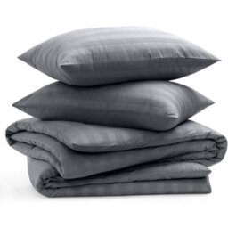 Bedlooms Grey Stripe Duvet Cover Complete Bedding Set, Breathable & Anti-Allergic Microfiber, Single 135X200Cm - thumbnail 2