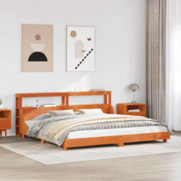 Berkfield Bed Frame Without Mattress Wax Brown 180X200 Cm Super King Solid Wood Pine - thumbnail 1
