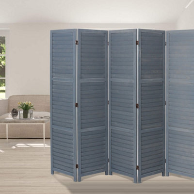 Darphe Grey Folding Solid Wood Room Divider Privacy Screen 6 Panel For Indoor Use 170X240Cm - image 1
