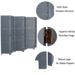Darphe Grey Folding Solid Wood Room Divider Privacy Screen 6 Panel For Indoor Use 170X240Cm - thumbnail 7
