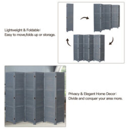 Darphe Grey Folding Solid Wood Room Divider Privacy Screen 6 Panel For Indoor Use 170X240Cm - thumbnail 8