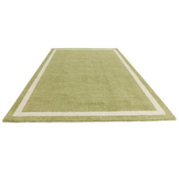 Green Plain Handmade Bordered 7mm Pile Stain-Resistant Rug For Bedroom, & Dining Room, Plain Wool Rug-120Cm X 170Cm - thumbnail 7